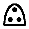 Three round pins arranged in a triangle